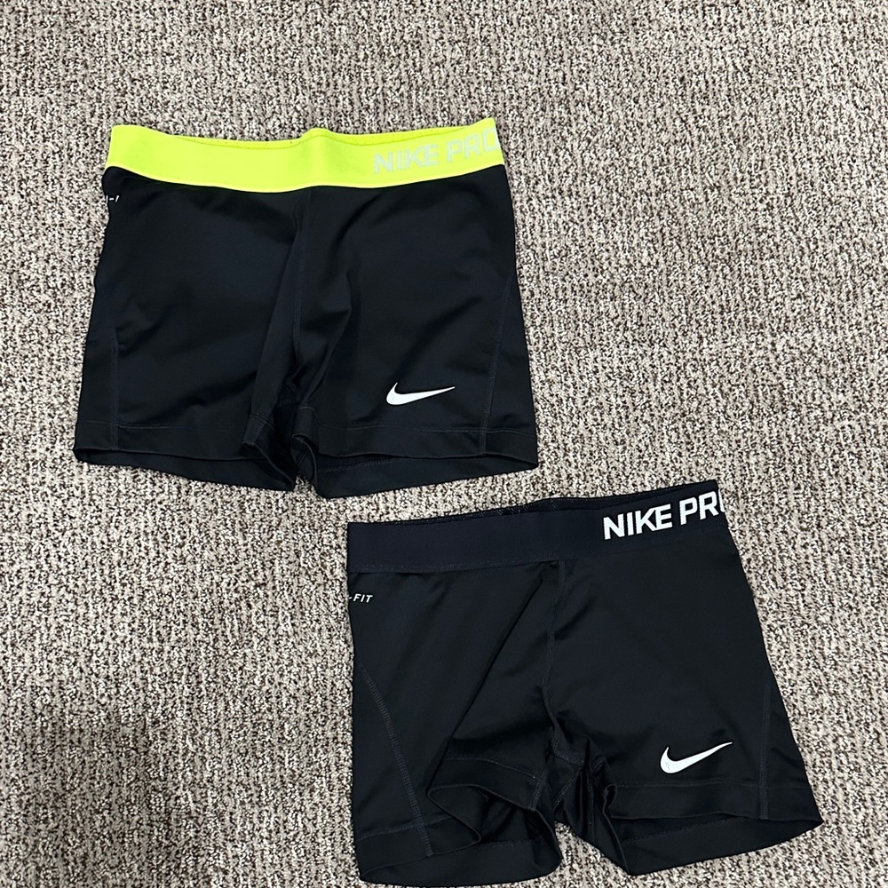 Lot of 2 Nike Pro Black Dri-Fit Shorts, Small